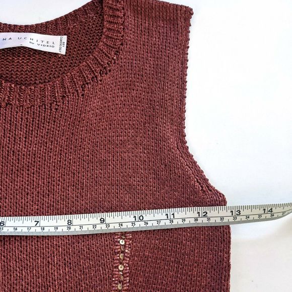 Viviana Uchitel by Vidrio Red Knit Sequined Women's Size 1 Tank Top - Picture 5 of 6